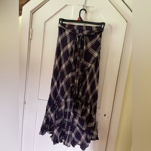 Elan plaid unsymmetrical skirt size small blue red and white academia autumn